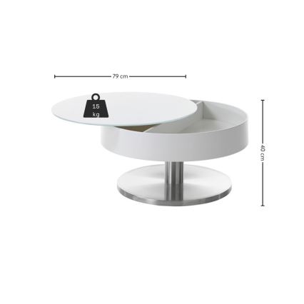 Soffbord BLOCK Ø 79 cm vit/silver