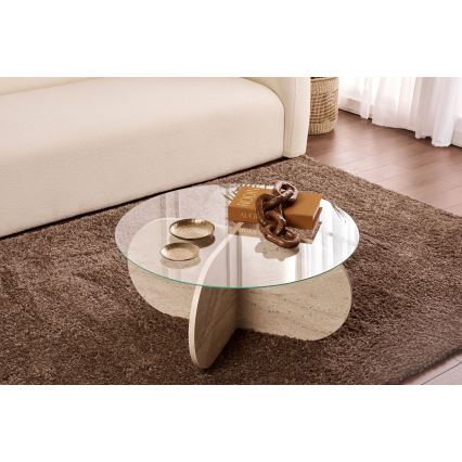 Soffbord BUBBLE Ø 75 cm beige/klar