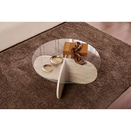 Soffbord BUBBLE Ø 75 cm beige/klar