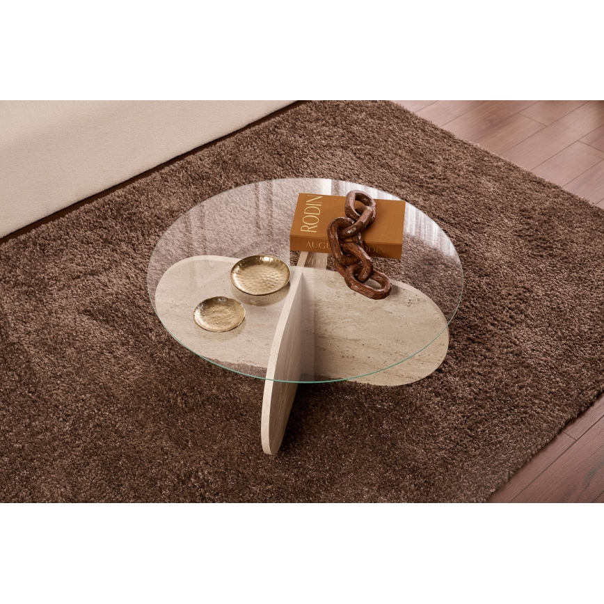 Soffbord BUBBLE Ø 75 cm beige/klar