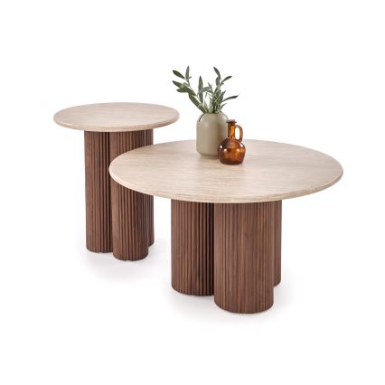 Soffbord CALDO Ø 80 cm brun/beige