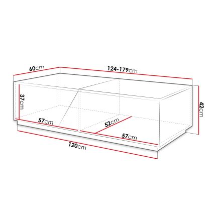 Soffbord CEELIAS 124x42 cm vit/wotan-ek