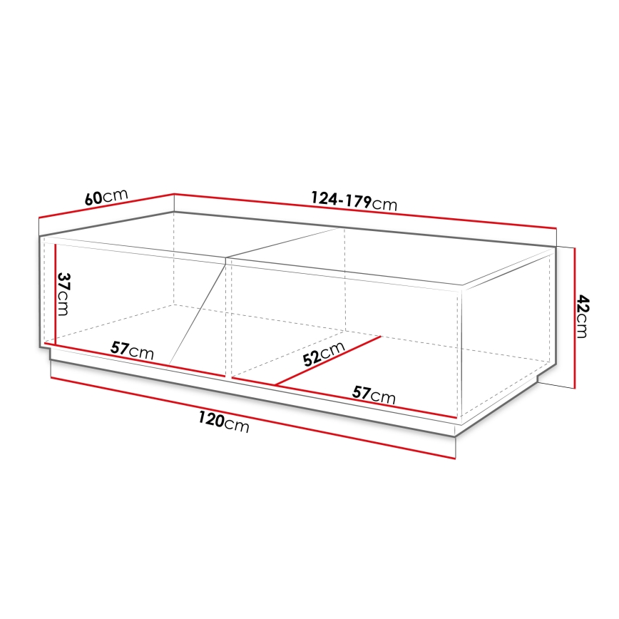 Soffbord CEELIAS 42x124 cm vit/wotan-ek