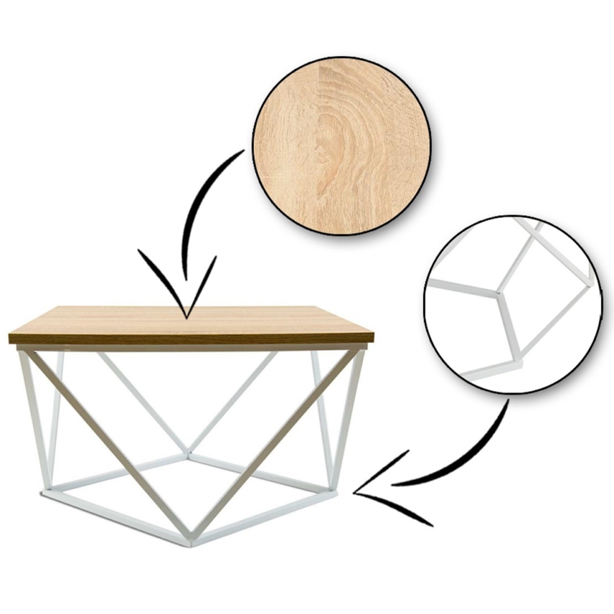 Soffbord CURVED 60x60 cm vit/beige