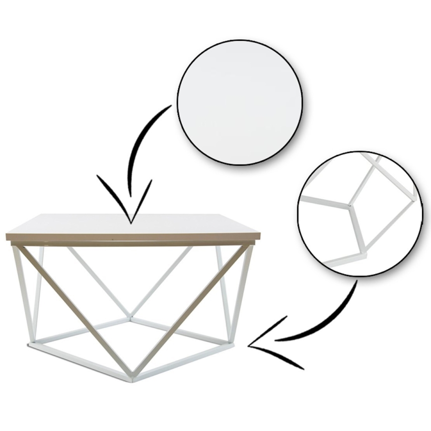 Soffbord CURVED 60x60 cm vit