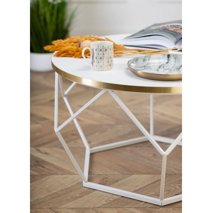 Soffbord DIAMOND 40x70 cm guld/vit