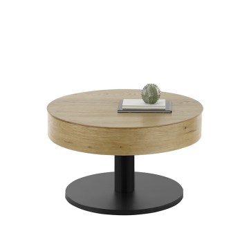 Soffbord ELEMENT med lyftfunktion, Ø 75 cm, ek/svart