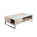 Soffbord ENZO med lyftbar bordsskiva 110x60 cm vit/sonoma-ek