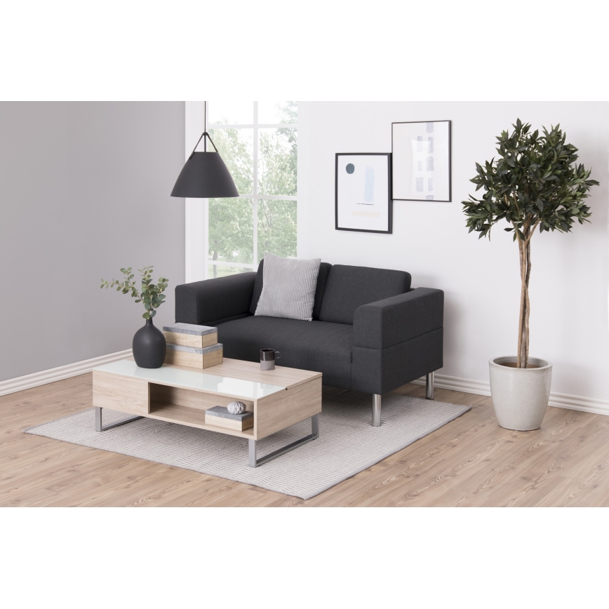 Soffbord ENZO med lyftbar bordsskiva 110x60 cm vit/sonoma-ek