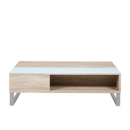 Soffbord ENZO med lyftbar bordsskiva 110x60 cm vit/sonoma-ek