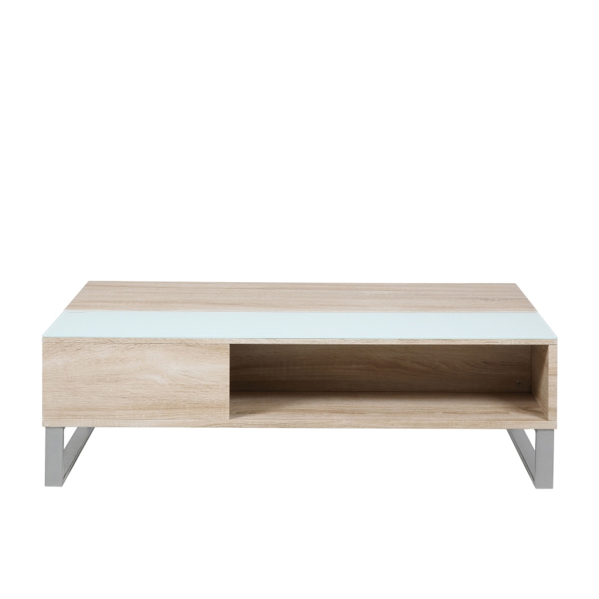 Soffbord ENZO med lyftbar bordsskiva 110x60 cm vit/sonoma-ek