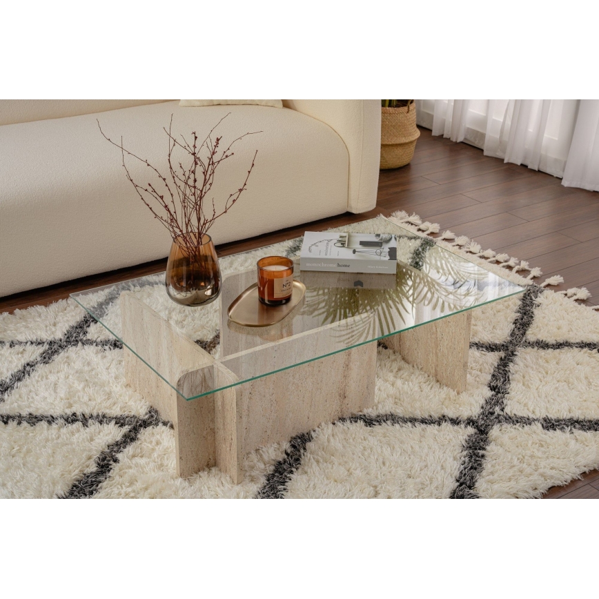 Soffbord ESCAPE 105x65 cm beige/klar