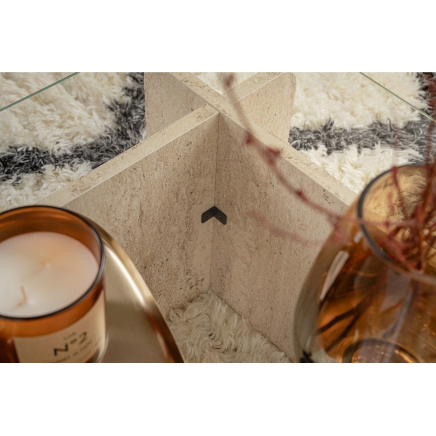 Soffbord ESCAPE 105x65 cm beige/klar
