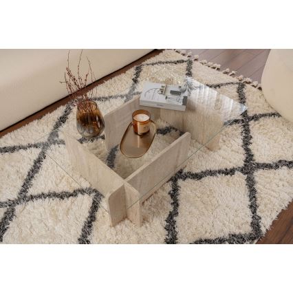 Soffbord ESCAPE 105x65 cm beige/klar
