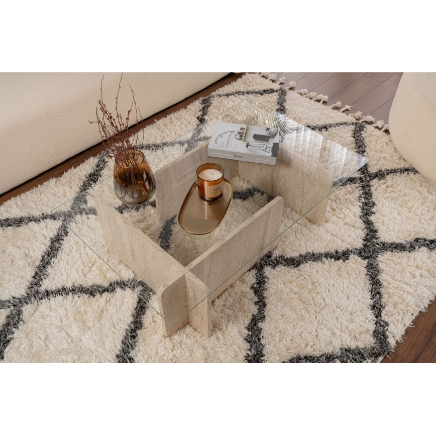 Soffbord ESCAPE 105x65 cm beige/klar