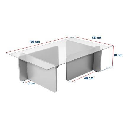 Soffbord ESCAPE 105x65 cm beige/klar