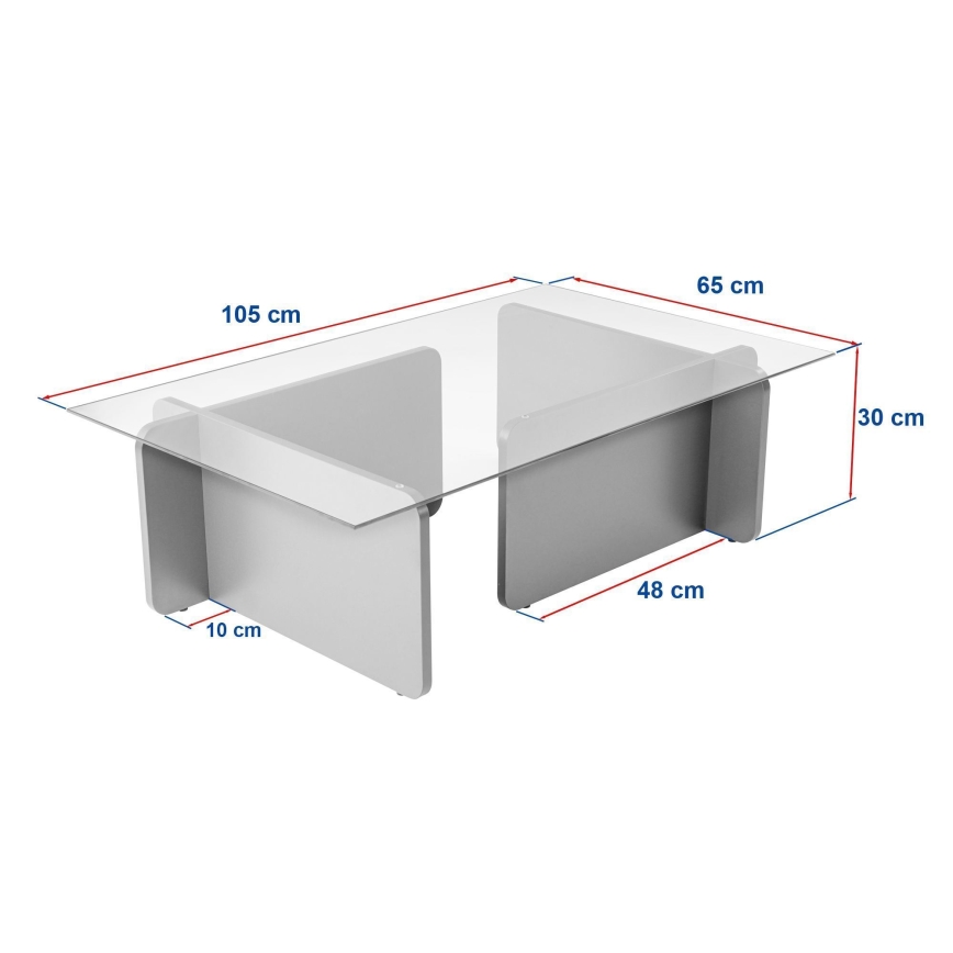Soffbord ESCAPE 105x65 cm beige/klar