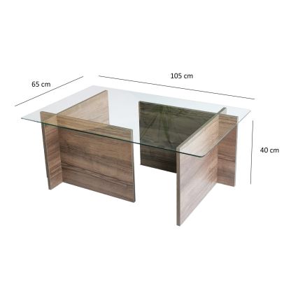 Soffbord ESCAPE 40x105 cm brun/genomskinlig