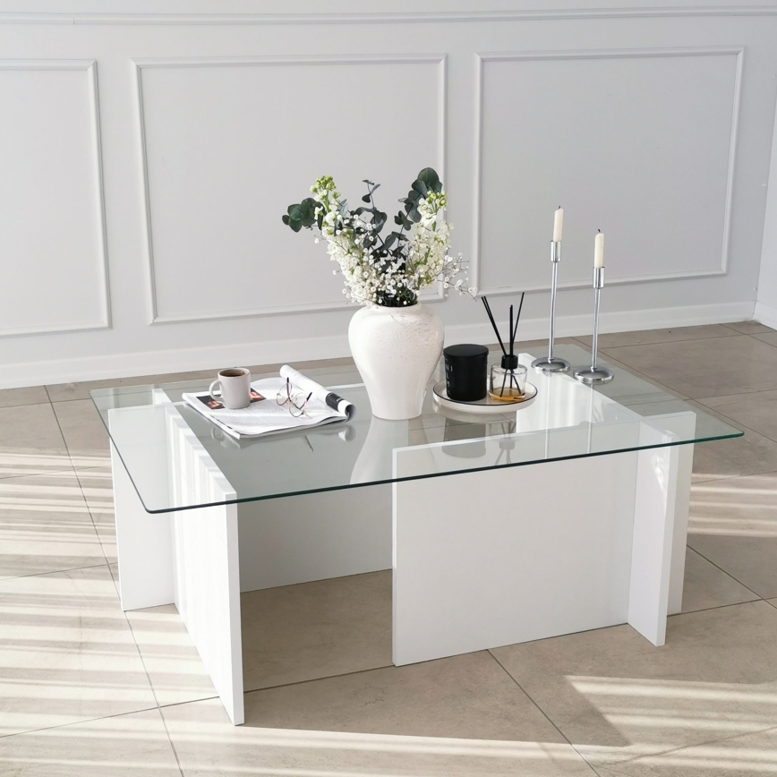 Soffbord ESCAPE 40x105 cm vit/genomskinlig