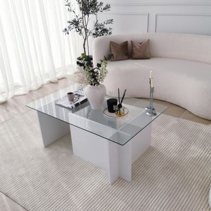Soffbord ESCAPE 40x105 cm vit/genomskinlig