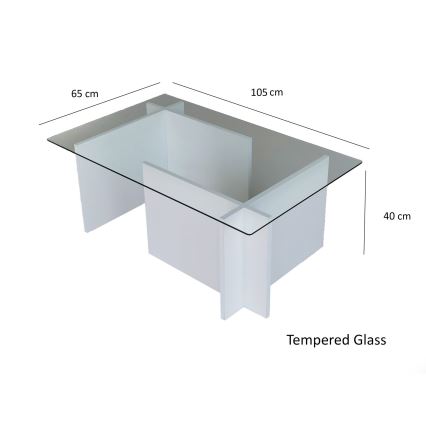 Soffbord ESCAPE 40x105 cm vit/genomskinlig
