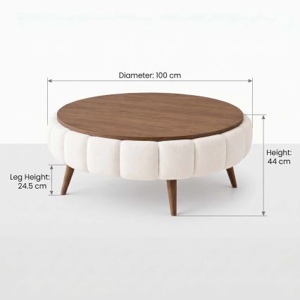 Soffbord FELPO Ø 100 cm vit/valnöt