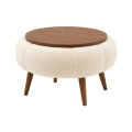 Soffbord FELPO Ø 45 cm beige/valnöt