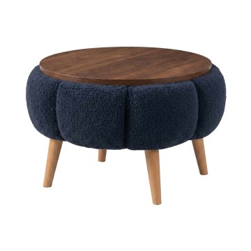 Soffbord FELPO Ø 45 cm blå/valnöt