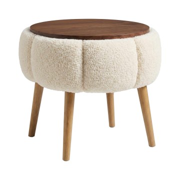 Soffbord FELPO Ø 45 cm krämvit/valnöt