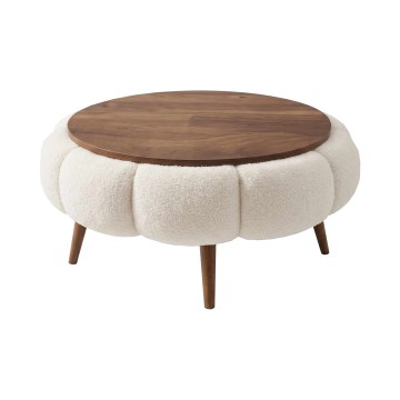 Soffbord FELPO Ø 60 cm krämvit/valnöt