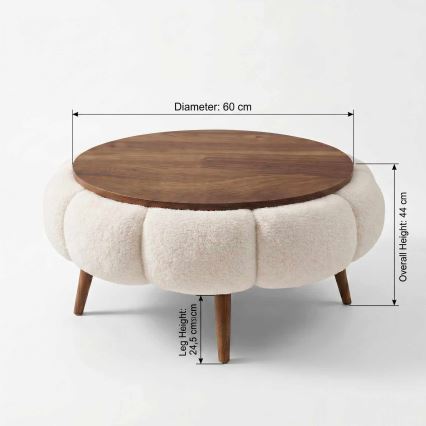 Soffbord FELPO Ø 60 cm krämvit/valnöt