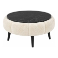 Soffbord FELPO Ø 60 cm svart/krämvit/marmordekor