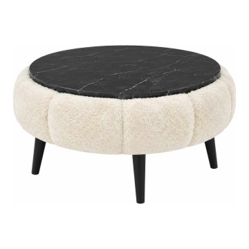 Soffbord FELPO Ø 60 cm svart/krämvit/marmordekor