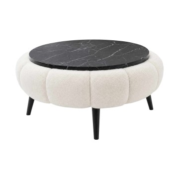 Soffbord FELPO Ø 60 cm svart/vit/marmordekor