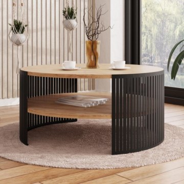 Soffbord FIKOLI 40x75 cm svart/guld ek