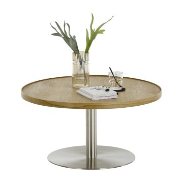 Soffbord FOCUS Ø 80 cm ek/rostfritt stål