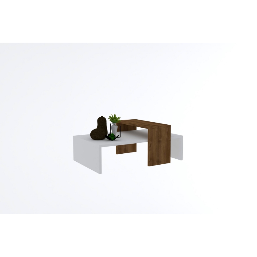 Soffbord GLOW 32x80 cm vit/brun