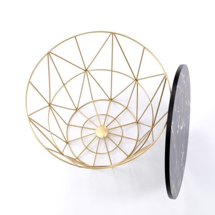 Soffbord HARISSA 41x42 cm guld/svart marmordekor