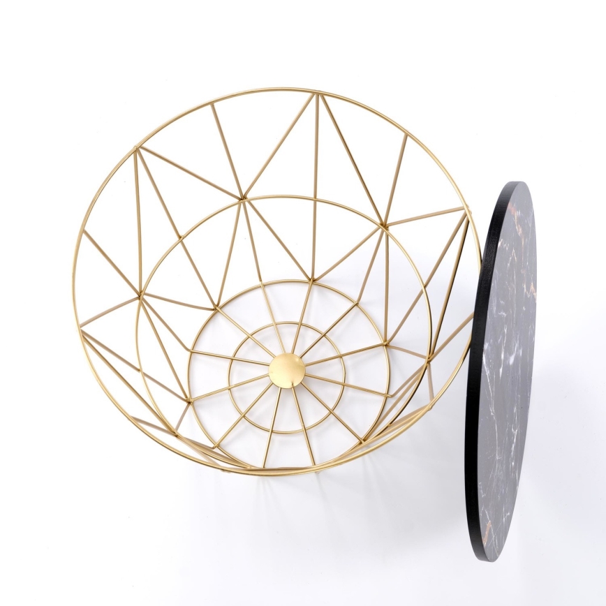 Soffbord HARISSA 41x42 cm guld/svart marmordekor