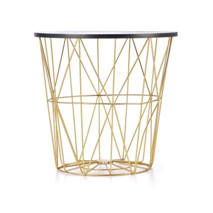 Soffbord HARISSA 41x42 cm guld/svart marmordekor