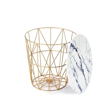 Soffbord HARISSA 41x42 cm guld/vit marmordekor