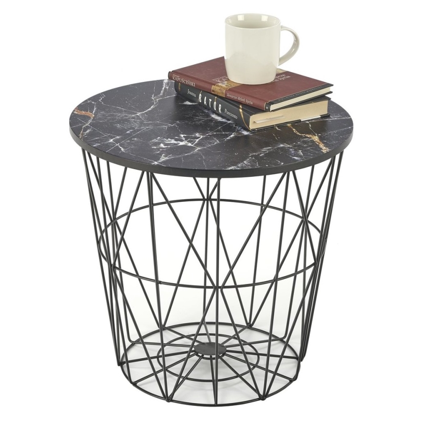 Soffbord HARISSA 41x42 cm svart/svart marmordekor