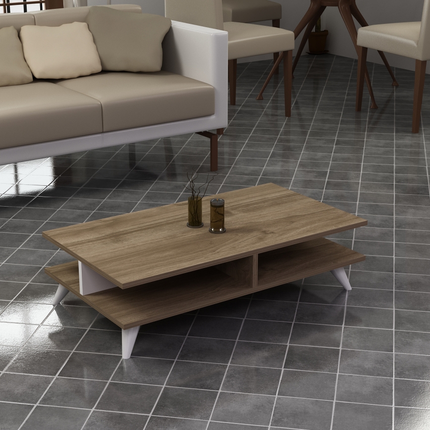 Soffbord ISABEL 27,6x90 cm brun/vit