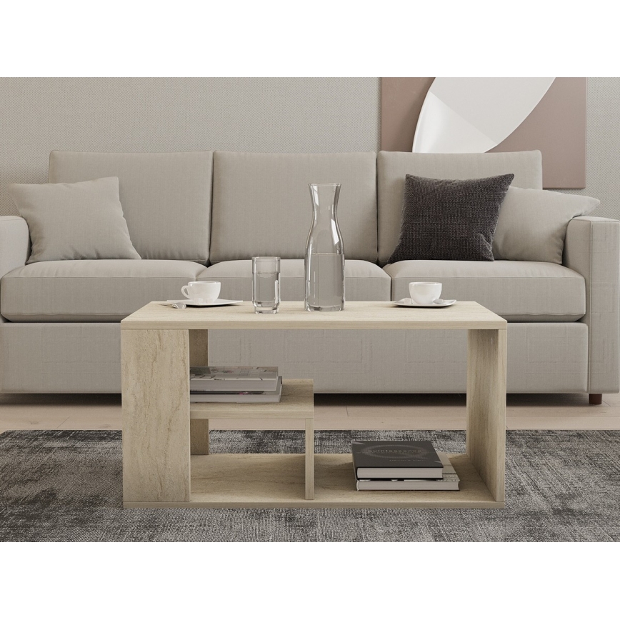 Soffbord JELIO, marmordekor, beige