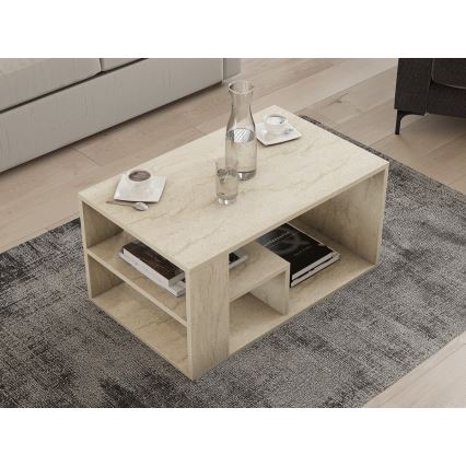 Soffbord JELIO, marmordekor, beige