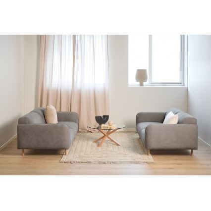 Soffbord LUCA 82 cm klarglas/ek