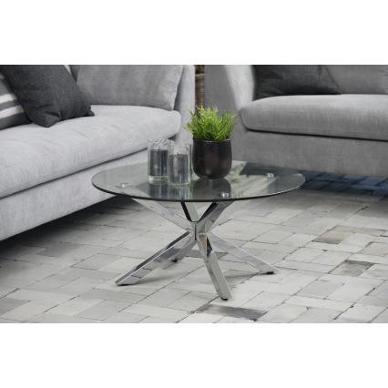Soffbord LUCA 82 cm klarglas/silver