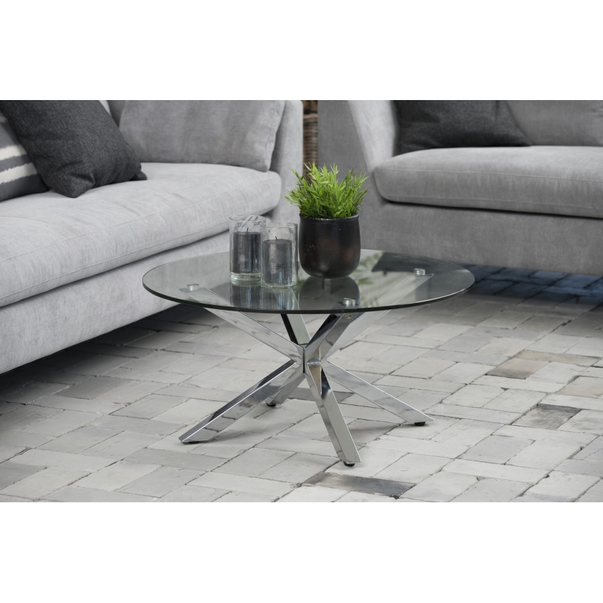 Soffbord LUCA 82 cm klarglas/silver