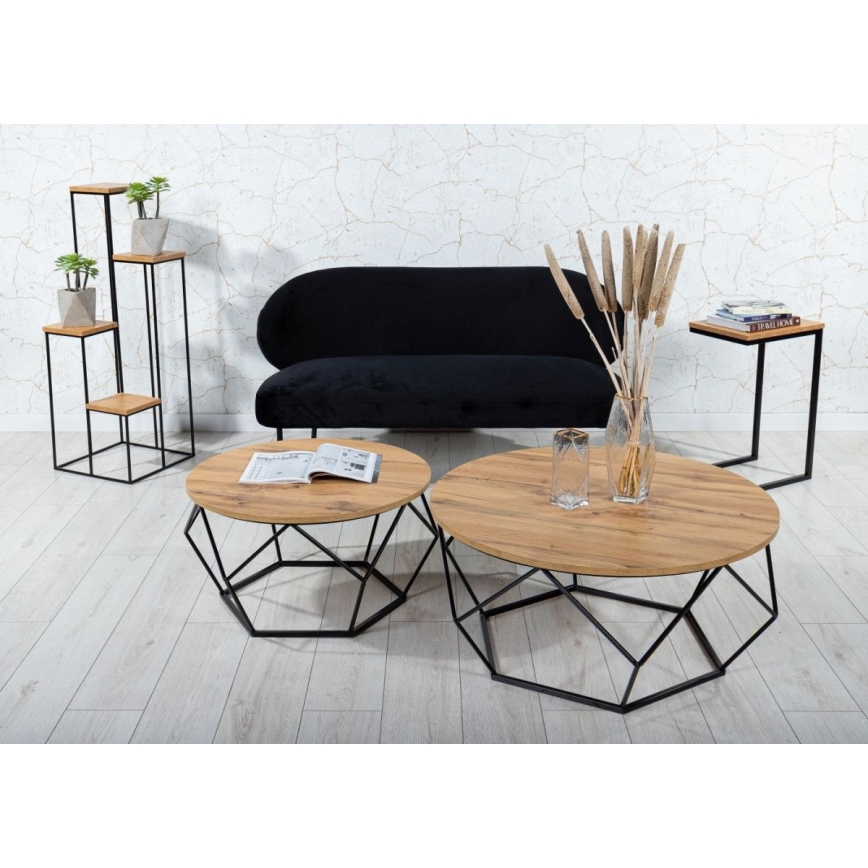 Soffbord MARMUR 40x70 cm svart/brun