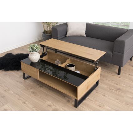 Soffbord med lyftbar bordsskiva ENZO 110x60 cm svart/ek